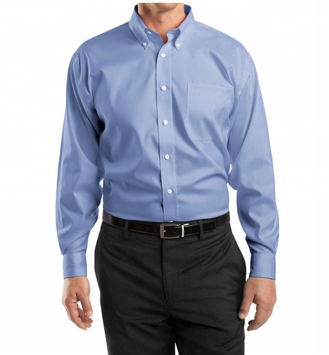 Mens-High-quality-Oxford-Non-Iron-Long-Sleeve-Button-Down-Dress-Shirt-Factory