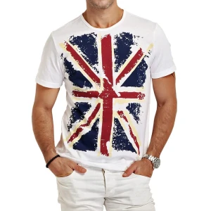 Summer-Casual-Mens-Tops-Tees-Short-Sleeve-Cotton-UK-Flag-Printed-T-Shirt