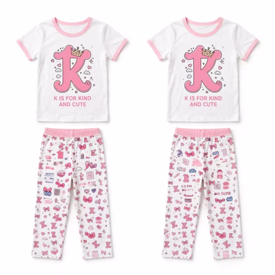 Girls&rsquo; Printed Pajama Set Manufacturer In Bangladesh